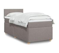 Hoopleep Lit à sommier tapissier avec matelas, tissu taupe, 100 x 200 cm, matelas à ressorts de poche, surmatelas amovible, matériau polyester durable, cadre renforcé