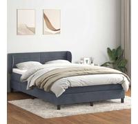 Hoopleep Lit à sommier tapissier en velours gris foncé avec matelas à ressorts ensachés, grand lit, 160 x 210 cm, tête de lit réglable en hauteur, lattes de soutien optimal pour un sommeil amélioré