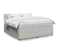 Hoopleep Lit à sommier tapissier gris clair avec matelas, 180 x 200 cm, housse en velours, ressorts ensachés, surmatelas confortable, sommier à lattes en bois de pin, kit complet pour un sommeil