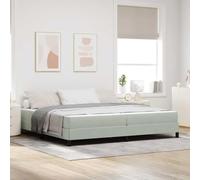 Hoopleep Lit à sommier tapissier gris clair avec matelas à ressorts ensachés, 200 x 200 cm, lit impérial, cadre de lit en tissu moderne avec sommier à lattes, lit double durable pour chambre à coucher