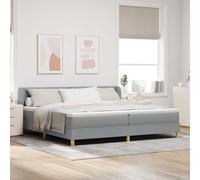 Hoopleep Lit à sommier tapissier gris clair avec matelas, tête de lit réglable, 200 x 200 cm, lit impérial, cadre solide en bois naturel, matelas à ressorts ensachés, durable pour chambre à coucher