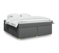 Hoopleep Lit à sommier tapissier gris foncé avec matelas, 180 x 200 cm en tissu rembourré, matelas à ressorts de poche moyen et surmatelas lavable pour un soutien optimal et un confort optimal