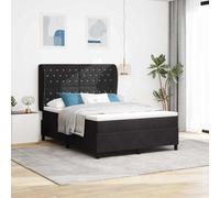 Hoopleep Lit à sommier tapissier moderne King Size avec matelas, rembourrage en polyester noir, 160 x 200 cm, tête de lit réglable, cadre en bois durable, pas de sommier tapissier nécessaire, base