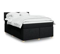 Hoopleep Lit à sommier tapissier Queen Size avec matelas, noir, 160 x 200 cm, housse en tissu, matelas à ressorts ensachés, surmatelas confortable, cadre de lit robuste, chambre à coucher moderne