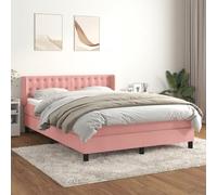 Hoopleep Lit à sommier tapissier rose avec matelas, 140 x 200 cm, tête de lit réglable en hauteur, matelas à ressorts ensachés, soutien moyennement ferme pour un sommeil réparateur
