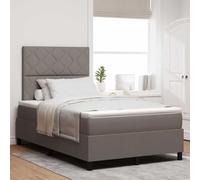 Hoopleep Lit à sommier tapissier taupe avec matelas, 120 x 200 cm, housse en tissu, tête de lit réglable en hauteur, lit moderne pour chambre à coucher, kit complet pour 2 personnes, structure en bois