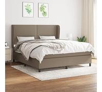 Hoopleep Lit à sommier tapissier taupe avec matelas, 180 x 200 cm, rembourrage en tissu durable, tête réglable, matelas à ressort de poche pour dormeurs du dos et dormeurs, surmatelas doux pour la