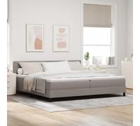 Hoopleep Lit à sommier tapissier taupe avec matelas, 200 x 200 cm, housse en tissu, tête de lit réglable, taille de lit impérial, cadre en bois solide, matelas en mousse et à ressorts ensachés, pour 2