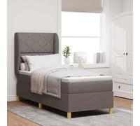 Hoopleep Lit à sommier tapissier taupe, avec matelas, tête de lit réglable en hauteur, lit simple, moderne, 90 x 190 cm, cadre en bois durable, matelas en mousse confortable et surmatelas