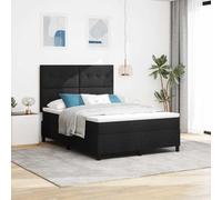 Hoopleep Lit Box Spring avec Matelas King Size, Tête de Lit Réglable, Cadre en Bois d'Ingénierie, Tissu Noir, 160x200 cm, Éclairage LED Intégré, Confort Ferme