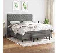 Hoopleep Lit boxspring avec matelas, gris foncé, 160 x 200 cm, rembourrage en tissu, tête réglable, matelas à ressort de poche, support moyen, surmatelas respectueux de la peau, cadre taille Queen