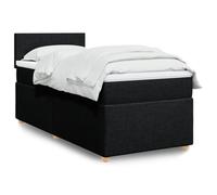 Hoopleep Lit boxspring en tissu noir avec matelas, 190 x 90 x 100,5 cm, cadre taille queen, matelas de poche et surmatelas lavable, base de plate-forme en métal pour un soutien optimal, ensemble