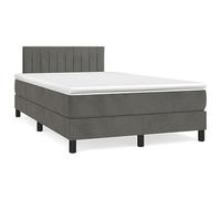 Hoopleep Lit boxspring gris foncé en velours avec matelas, 120 x 190 cm, tête ajustable, matelas à ressorts de poche, support médium pour le sommeil réparateur, surmatelas respectueux de la peau