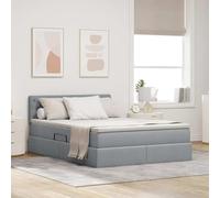 Hoopleep Lit capitonné gris clair avec matelas, 140 x 190 cm, coffre de rangement moderne, avec ascenseur hydraulique, cadre en métal et sommier à lattes, forme rectangulaire pour chambre à coucher
