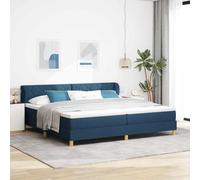 Hoopleep Lit coffre moderne rembourré avec tête réglable, finition en tissu bleu, taille king size 200 x 200 cm, cadre en bois durable, matelas à ressort de poche inclus, pour un sommeil confortable