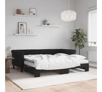 Hoopleep Lit de jour, extensible, avec matelas noir, 90 x 190 cm, en velours, moderne, avec cadre en métal, lit d'appoint polyvalent pour salon, design peu encombrant