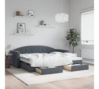 Hoopleep Lit de jour extensible en velours gris foncé, avec tiroirs, 90 x 190 cm, canapé-lit 2 en 1, cadre en bois métallique, lit queen size, polyvalent, avec espace de rangement pour invités