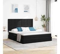 Hoopleep Lit de rangement en velours noir avec éclairage LED - 180 x 200 cm - King Size avec espace de rangement hydraulique - Matelas inclus pour chambre à coucher - Design moderne