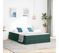 Hoopleep Lit de rangement en velours vert foncé avec matelas, lit double 140 x 200 cm, cadre en métal, élévateur latéral hydraulique, tiroir de lit spacieux pour chambre à coucher, design peu