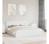 Hoopleep Lit de rangement moderne avec tête, blanc, 180 x 200 cm, cadre plate-forme en bois durable, taille queen, tiroirs intégrés pour l'organisation de la chambre, pas besoin de boîte à ressort