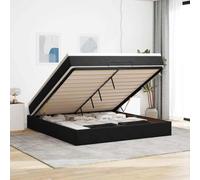 Hoopleep Lit de rangement ottoman avec matelas, rembourrage en velours noir, 180 x 200 cm, cadre de plate-forme taille queen, matelas de poche intégré et surmatelas en mousse pour un soutien et un