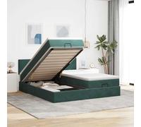 Hoopleep Lit de rangement ottoman avec matelas, rembourrage en velours vert foncé, 180 x 200 cm, cadre de plate-forme taille queen, élévateur hydraulique, matelas à ressort de poche et surmatelas en