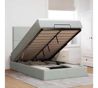 Hoopleep Lit de rangement ottoman avec matelas, velours gris clair, 120 x 190 cm, élévateur hydraulique, matelas à ressort de poche, housse de surmatelas amovible, max 280 kg, solution de sommeil