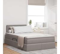 Hoopleep Lit de rangement taupe avec matelas, 120 x 200 cm, en bois dérivé du bois, élévateur hydraulique, design moderne, coffre de lit spacieux, plate-forme solide en métal pour chambre à coucher