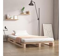 Hoopleep Lit en palettes 75 x 190 cm en pin massif, plate-forme robuste avec sommier à lattes, design moderne, 2FT6, petit simple, matériau naturel non traité pour chambre à coucher
