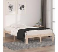 Hoopleep Lit en pin massif 120 x 190 cm, moderne, petit double, avec sommier à lattes en contreplaqué, plate-forme stable, pour chambre à coucher, design en bois naturel non traité