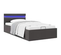 Hoopleep Lit hydraulique gris foncé avec coffre de lit, éclairage LED, housse en tissu, lit simple, 100 x 200 cm, cadre de rangement moderne avec vérin à gaz, design robuste pour chambre à coucher