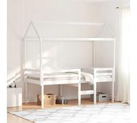 Hoopleep Lit mezzanine, blanc, 90 x 200 cm, en pin massif, superposé, peu encombrant, avec échelle et garde-corps, polyvalent, pour chambre d'enfant, chambre d'adolescent ou aire de jeux