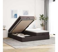 Hoopleep Lit ottoman marron foncé avec matelas à ressorts ensachés, 160 x 200 cm, housse en tissu, espace de rangement hydraulique, surmatelas confortable, cadre en métal et bois robuste, pour chambre