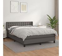 Hoopleep Lit Sommier à Lattes Gris 140x190 cm, Similicuir Durable avec Tête de Lit Réglable, Matelas à Ressorts Ensachés Confort Moyen-Dur, Ensemble de Literie Complet