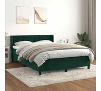 Hoopleep Lit Sommier à Lattes Velours Vert Foncé 140x190cm, Tête de Lit Réglable, Matelas Ressorts Ensachés, Support Moyen-Dur, Confort Optimal, Ensemble Complet