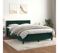 Hoopleep Lit Sommier à Lattes Velours Vert Foncé 140x190cm, Tête de Lit Réglable, Matelas Ressorts Ensachés Confort Moyen-Dur, Ensemble de Literie Complet