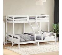 Hoopleep Lit superposé blanc, 90 x 200/140 x 200 cm, en pin massif, avec rampe de sécurité, double superposé, peu encombrant, pour enfants et adultes, cadre de lit stable, design durable