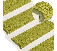 Hoopleep Lot de 15 tapis d'escalier - 65 x 21 x 4 cm - Vert - Bord rectangulaire - Antidérapants - Protection des escaliers en bois à l'intérieur - Tapis de couloir durable