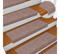 Hoopleep Lot de 15 tapis d'escalier auto-adhésifs 65 x 21 x 4 cm - Crème - En non-tissé aiguilleté antidérapant - Pour escalier en bois - Pour l'intérieur - Réduction du bruit