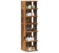 Hoopleep Lot de 2 armoires à chaussures, aspect bois vieilli 28 x 27 x 102 cm, 6 compartiments, étroits, pour entrée, rangement peu encombrant des chaussures