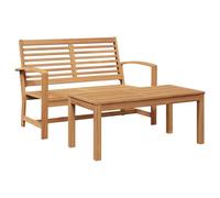 Hoopleep Lot de 2 bancs de jardin en teck massif marron - 110 x 65 x 76,5 cm - Résistant aux intempéries - Durable - Pour terrasse, balcon et extérieur - Meuble en bois robuste