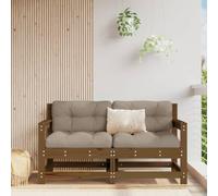 Hoopleep Lot de 2 canapés d'angle de jardin en pin massif marron miel, 62 x 66 x 70,5 cm, design modulaire, pour terrasse et extérieur, siège confortable pour balcon et jardin