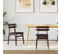 Hoopleep Lot de 2 chaises de salle à manger, marron clair et noir, en bois d'hévéa massif, rembourrées, durables, pour salle à manger, cuisine, bureau, meubles en bois dur, 43,5 x 44,5 x 77,5 cm