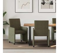 Hoopleep Lot de 2 chaises de salle à manger modernes avec accoudoirs et roulettes, en cuir synthétique, vert armée, 57 x 66 x 94 cm, dossier ergonomique, pour cuisine et salle à manger