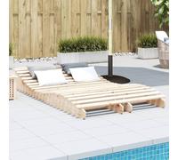 Hoopleep Lot de 2 chaises longues en pin massif en forme de S, 205 x 60 x 31,5 cm, pour extérieur, terrasse, jardin, piscine, robuste