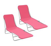 Hoopleep Lot de 2 chaises longues pliantes, en acier revêtu par pulvérisation et tissu Oxford, 55 x 182 x 24 cm, réglables, pour extérieur, jardin, terrasse, plage et camping Rose