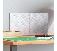 Hoopleep Lot de 2 marchepieds carrés en aluminium - 20 x 20 cm - Argenté - Design moderne en tôle ondulée - Antidérapants - Pour l'intérieur et l'extérieur - Marches durables