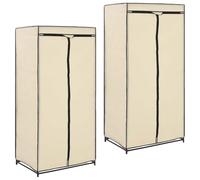 Hoopleep Lot de 2 penderies en tissu crème 75 x 50 x 160 cm avec cadre en fer solide, housse à fermeture éclair pour rangement de chambre à coucher, montage facile sans perçage