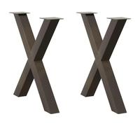 Hoopleep Lot de 2 pieds de table à manger en forme de X - En acier naturel - 80 x 72-73 cm - Acier revêtu par pulvérisation - Pieds de nivellement réglables pour un maintien stable - Idéal pour table