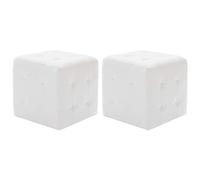 Hoopleep Lot de 2 poufs blancs en cuir synthétique, 30 x 30 x 30 cm, carrés, repose-pieds confortables pour salon, chambre à coucher, siège polyvalent, durable et résistant aux taches